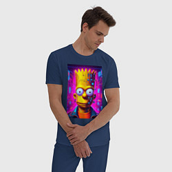 Пижама хлопковая мужская Портрет Барта Симпсона - киберпанк, цвет: тёмно-синий — фото 2