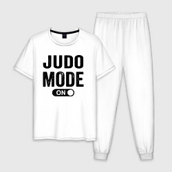Пижама хлопковая мужская Режим дзюдо активирован, цвет: белый