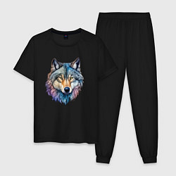 Пижама хлопковая мужская Перламутровый волк, цвет: черный