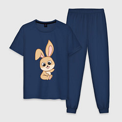 Пижама хлопковая мужская Весёлый зайчишка, цвет: тёмно-синий