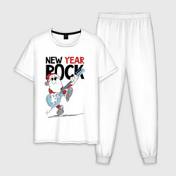Пижама хлопковая мужская New year - rock, цвет: белый