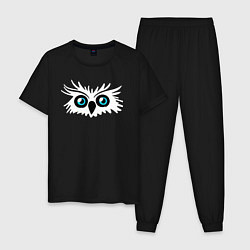 Пижама хлопковая мужская Взьерошеная сова, цвет: черный
