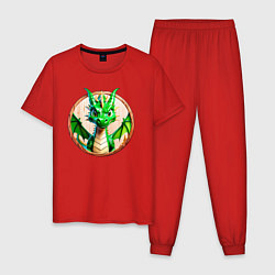 Мужская пижама Нейросеть - деревянный зелёный дракон