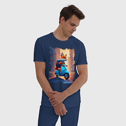 Пижама хлопковая мужская Деловой лис, цвет: тёмно-синий — фото 2