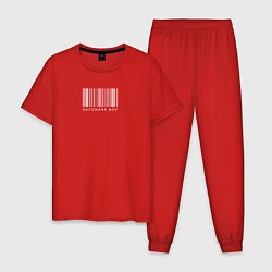 Пижама хлопковая мужская Соянара бой штрихкод, цвет: красный