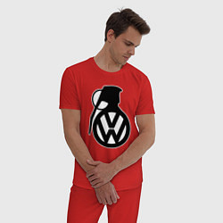 Пижама хлопковая мужская Volkswagen grenade, цвет: красный — фото 2