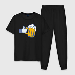 Пижама хлопковая мужская Beer like, цвет: черный