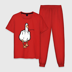 Пижама хлопковая мужская Duck you - fuck you, цвет: красный