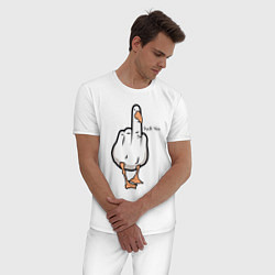 Пижама хлопковая мужская Duck you - fuck you, цвет: белый — фото 2