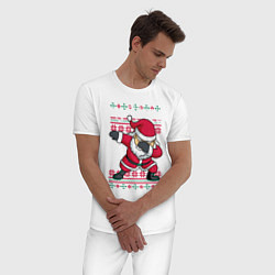 Пижама хлопковая мужская Португальский Санта Feliz navidad, цвет: белый — фото 2
