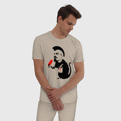Пижама хлопковая мужская Панк Ленин, цвет: миндальный — фото 2