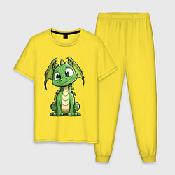 Пижама хлопковая мужская Маленький дракончик, цвет: желтый