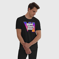 Пижама хлопковая мужская GTA 6 art, цвет: черный — фото 2