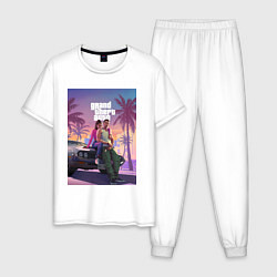 Пижама хлопковая мужская GTA6, цвет: белый