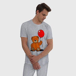 Пижама хлопковая мужская Плюшевый медведь с воздушным шариком, цвет: меланж — фото 2