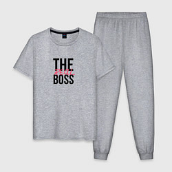 Пижама хлопковая мужская The real boss, цвет: меланж
