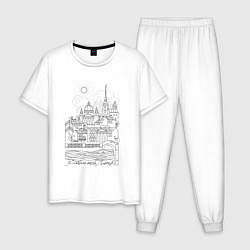 Пижама хлопковая мужская Я люблю Петербург, цвет: белый