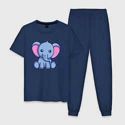 Пижама хлопковая мужская Милый слоник, цвет: тёмно-синий
