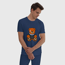 Пижама хлопковая мужская Медведь Вова с пластырем, цвет: тёмно-синий — фото 2