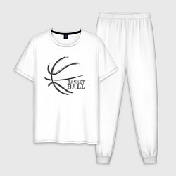 Пижама хлопковая мужская Basket ball play, цвет: белый