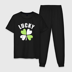 Пижама хлопковая мужская Lucky day, цвет: черный