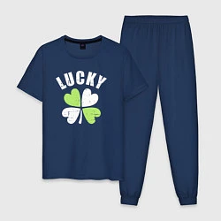 Пижама хлопковая мужская Lucky day, цвет: тёмно-синий