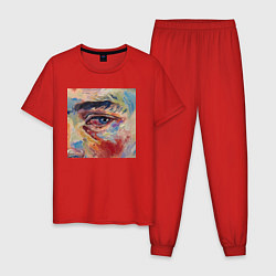 Пижама хлопковая мужская Красочный глаз, цвет: красный