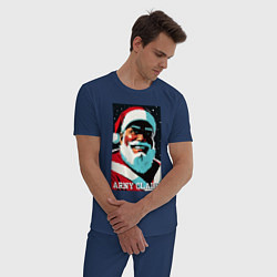 Пижама хлопковая мужская Arnold Schwarzenegger - Santa Claus, цвет: тёмно-синий — фото 2