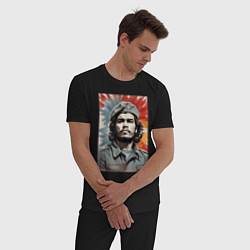 Пижама хлопковая мужская Портрет Че Гевара, цвет: черный — фото 2