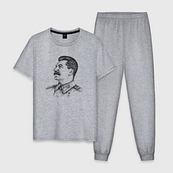 Пижама хлопковая мужская Профиль Сталина, цвет: меланж