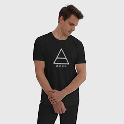 Пижама хлопковая мужская 30 Seconds to mars логотип треугольник, цвет: черный — фото 2