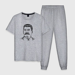 Пижама хлопковая мужская Сталин анфас, цвет: меланж