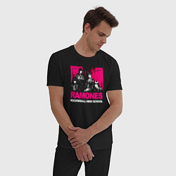 Пижама хлопковая мужская Ramones rocknroll high school, цвет: черный — фото 2