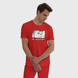 Пижама хлопковая мужская Парень не чушпан, цвет: красный — фото 2