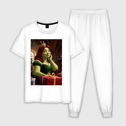 Пижама хлопковая мужская Фиона с подарками, цвет: белый