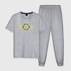 Пижама хлопковая мужская Биткоин крипто лого, цвет: меланж