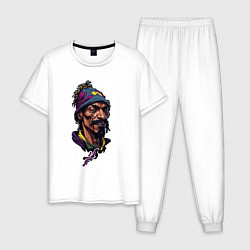 Пижама хлопковая мужская Snoop dogg head, цвет: белый