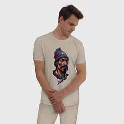 Пижама хлопковая мужская Snoop dogg head, цвет: миндальный — фото 2