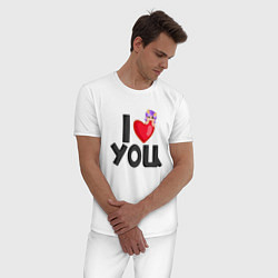 Пижама хлопковая мужская I love you Lavinia cоllection, цвет: белый — фото 2