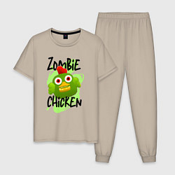 Пижама хлопковая мужская Чикен ган - зомби, цвет: миндальный