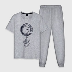 Пижама хлопковая мужская Finger ball, цвет: меланж