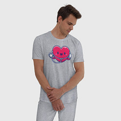 Пижама хлопковая мужская Сердечко медика, цвет: меланж — фото 2