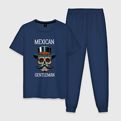 Пижама хлопковая мужская Мексиканский джентльмен, цвет: тёмно-синий