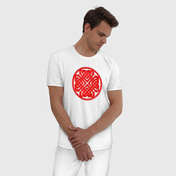 Пижама хлопковая мужская Древний романтический символ - узел сердец, цвет: белый — фото 2
