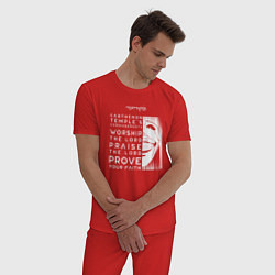 Пижама хлопковая мужская Поднятие уровня в одиночку Заповеди Храма, цвет: красный — фото 2