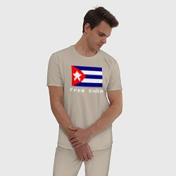 Пижама хлопковая мужская Free Cuba, цвет: миндальный — фото 2