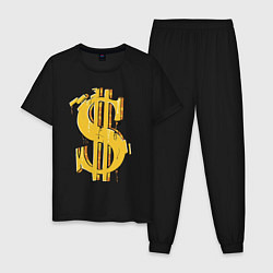 Пижама хлопковая мужская Знак денег, цвет: черный