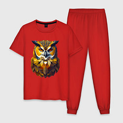 Пижама хлопковая мужская Золотая сова мудрости, цвет: красный