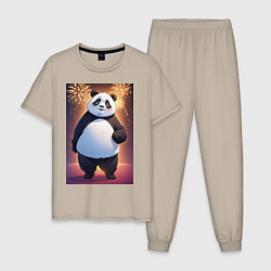 Мужская пижама Панда в свитере под салютом - ai art