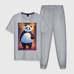 Мужская пижама Панда в свитере под салютом - ai art